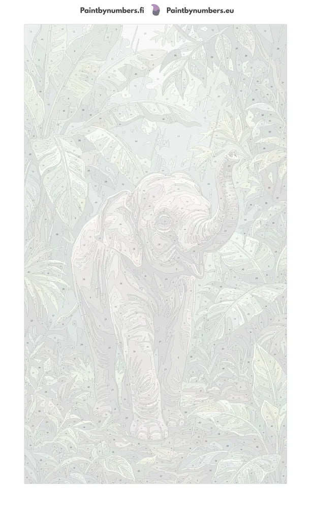 Numeroitu kangas - Baby Elephant in Jungle 40x70cm
