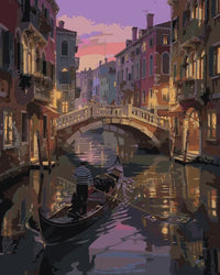 Thumbnail for Venetsian gondoli numeromaalaus - kaunis italialainen kanaali auringonlaskussa.