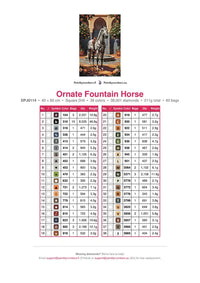 Thumbnail for Ornate Fountain Horse timanttimaalauksen värikartta – 38 DMC-väriä