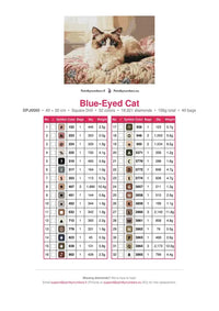 Thumbnail for Blue-Eyed Cat timanttimaalauksen värikartta – 32 DMC-väriä