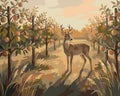 Thumbnail for Peura omenatarhassa numeromaalaus. Omenapuut, ilta-aurinko ja varjot.