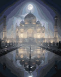 Thumbnail for Taj Mahal numeromaalaus - ikoni yöllä veden äärellä.
