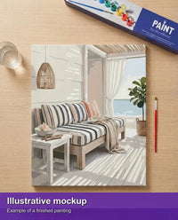 Thumbnail for Valmiin numeromaalauksen havainnekuva - Striped Sofa by Window 40x50cm