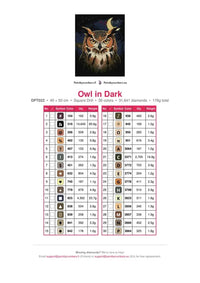 Thumbnail for Owl in Dark timanttimaalauksen värikartta – 30 DMC-väriä
