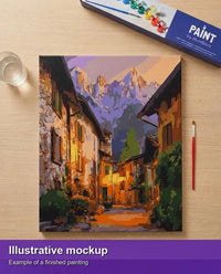 Thumbnail for Valmiin numeromaalauksen havainnekuva - Golden Mountain Village 40x50cm