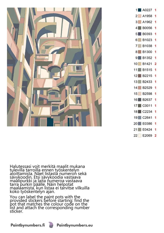 Värikartta ja ohjeet - Balconies and Arches Courtyard 40x50cm