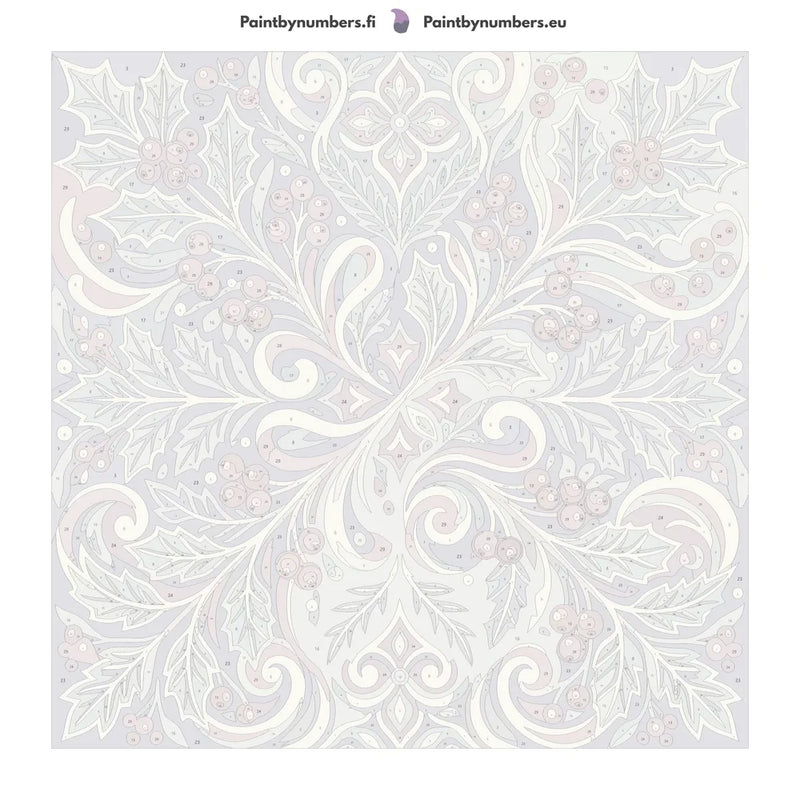 Numeroitu kangas - Holly Leaves and Berries Pattern 50x50cm