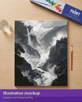 Thumbnail for Valmiin numeromaalauksen havainnekuva - Misty Waterfall Valley 40x50cm