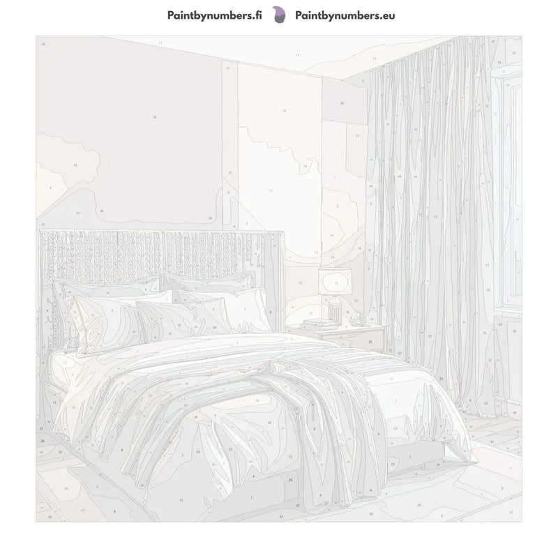 Numeroitu kangas - Double Bed and Window 50x50cm