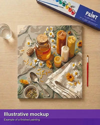 Thumbnail for Valmiin numeromaalauksen havainnekuva - Honey Jar and Candles 50x50cm