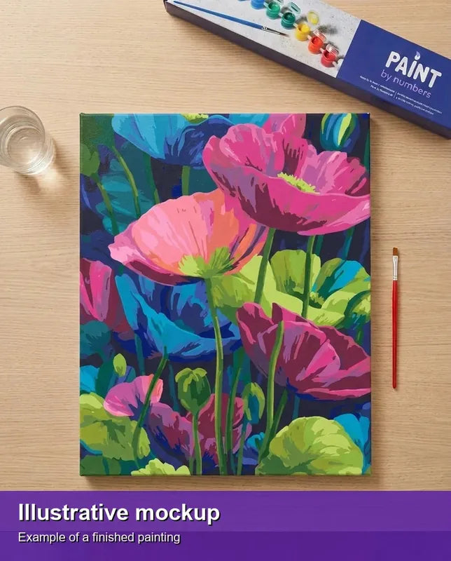 Valmiin numeromaalauksen havainnekuva - Vibrant Floral Symphony 40x50cm