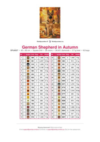 Thumbnail for German Shepherd in Autumn timanttimaalauksen värikartta – 38 DMC-väriä