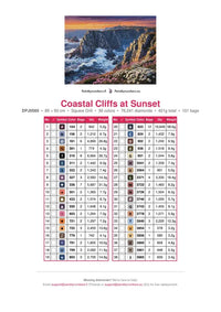 Thumbnail for Coastal Cliffs at Sunset timanttimaalauksen värikartta – 38 DMC-väriä