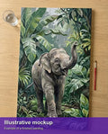 Thumbnail for Valmiin numeromaalauksen havainnekuva - Baby Elephant in Jungle 40x70cm