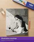 Thumbnail for Valmiin numeromaalauksen havainnekuva - Woman with Towel and Wine 40x50cm