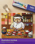 Thumbnail for Valmiin numeromaalauksen havainnekuva - Hedgehog Sushi Chef 50x40cm