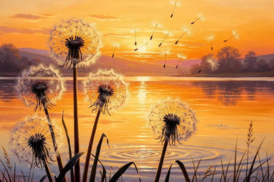 Timanttimaalaus Dandelions at Sunset
