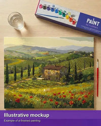 Thumbnail for Valmiin numeromaalauksen havainnekuva - Italian Countryside House 50x40cm