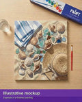 Thumbnail for Valmiin numeromaalauksen havainnekuva - Seashells and Sun Hat 50x50cm