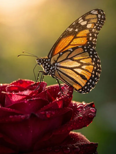 Timanttimaalaus Butterfly on Rose