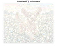 Thumbnail for Numeroitu kangas - Curly Dog in Meadow 50x40cm