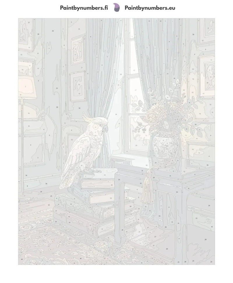 Paint by numbers canvas - Cockatoo on Books