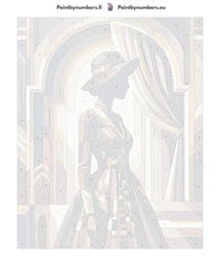 Thumbnail for Numeroitu kangas - Woman in Striped Dress 40x50cm