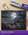 Thumbnail for Valmiin numeromaalauksen havainnekuva - Castle Silhouette Moon 50x40cm
