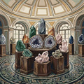 Thumbnail for Jalokiviä ja kristalleja museosalissa numeromaalaus.