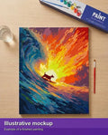 Thumbnail for Valmiin numeromaalauksen havainnekuva - Dog Surfing Ocean Wave 40x50cm