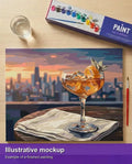 Thumbnail for Valmiin numeromaalauksen havainnekuva - Cocktail Glass at Sunset 50x40cm
