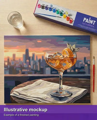 Thumbnail for Valmiin numeromaalauksen havainnekuva - Cocktail Glass at Sunset 50x40cm