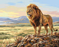Thumbnail for Leijona seisoo kivellä savannilla, numeromaalaus.
