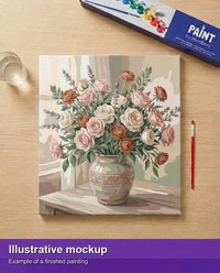 Thumbnail for Valmiin numeromaalauksen havainnekuva - Roses in Ceramic Vase 50x50cm