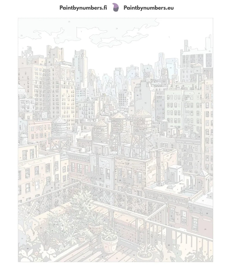 Paint by numbers canvas - City Rooftops and Water Towers