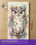 Thumbnail for Valmiin numeromaalauksen havainnekuva - Owl with Flowers 40x80cm