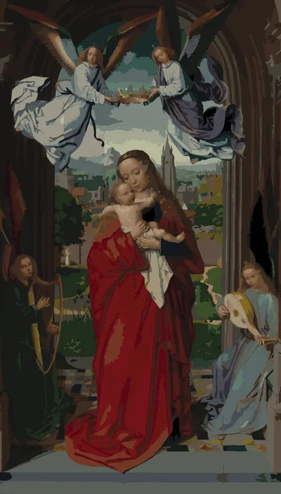 Virgin and Child with Four Angels numeromaalaus - Gerard David