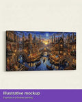 Thumbnail for Valmiin numeromaalauksen havainnekuva - Venetian Night Canal 80x160cm - Numeromaalaus 160x80cm