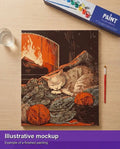 Thumbnail for Valmiin numeromaalauksen havainnekuva - Cozy Hearth Cat 40x50cm