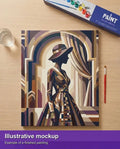 Thumbnail for Valmiin numeromaalauksen havainnekuva - Woman in Striped Dress 40x50cm