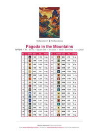 Thumbnail for Pagoda in the Mountains timanttimaalauksen värikartta – 34 DMC-väriä