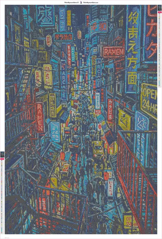 Tokyo Alley timanttimaalauksen liimapintainen canvas 80x120cm