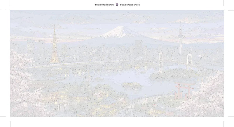 Numeroitu kangas - Tokyo Skyline and Mount Fuji 80x40cm