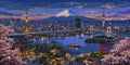 Thumbnail for Tokion kaupunkimaisema ja Fuji-vuori numeromaalaus