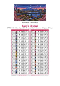 Thumbnail for Tokyo Skyline timanttimaalauksen värikartta – 60 DMC-väriä