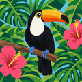 Thumbnail for Tukaani, trooppiset lehdet ja hibiskuskukat numeromaalaus.