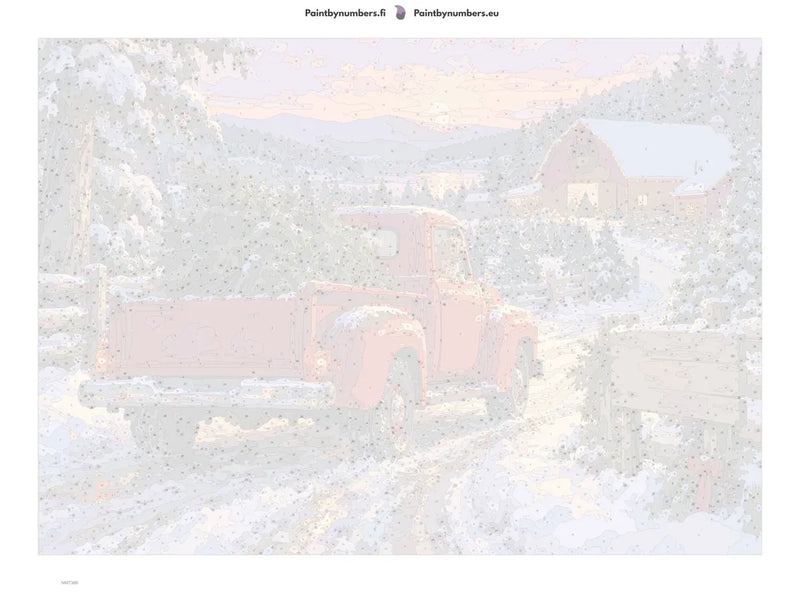 Numeromaalaus: Numeroitu kangas - Tree Farm Truck 70x50cm