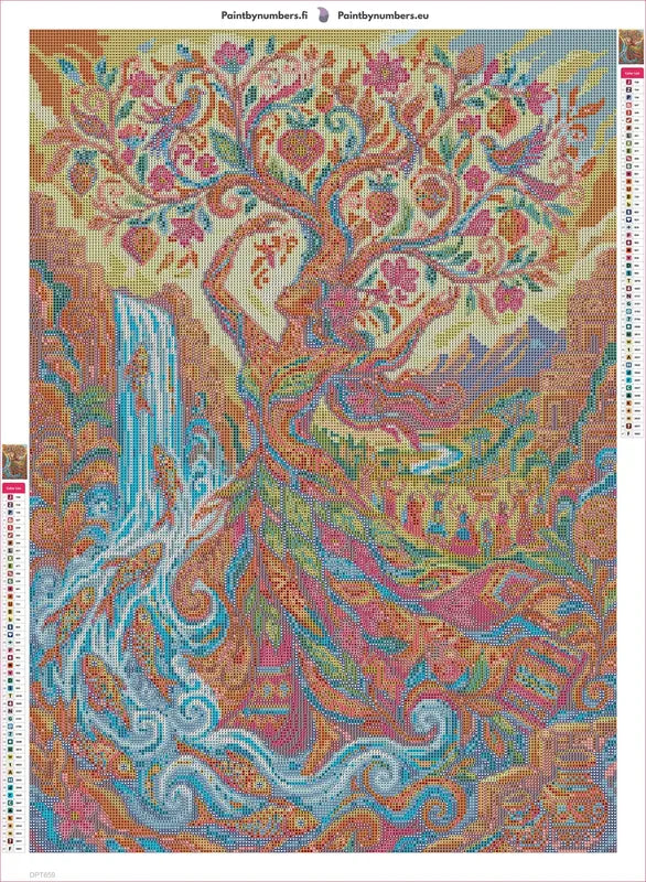 Tree of Life Goddess Fantasy timanttimaalauksen liimapintainen canvas 50x70cm
