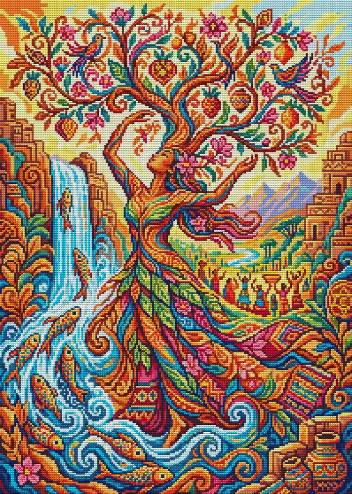 Tree of Life Goddess Fantasy, 50x70 cm timanttimaalaus – koko kuvion esikatselu ilman lähikuvaa