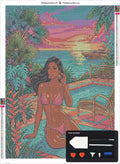 Thumbnail for Tropical Bikini timanttimaalauksen kangas 50x70cm mukana tulevilla tyokaluilla - timanttikyna, vaha, lajittelutarjotin ja pinsetit